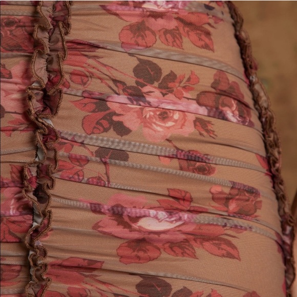 Oh Polly Floral Midi Dress - Red and Brown - Picture 4 of 5